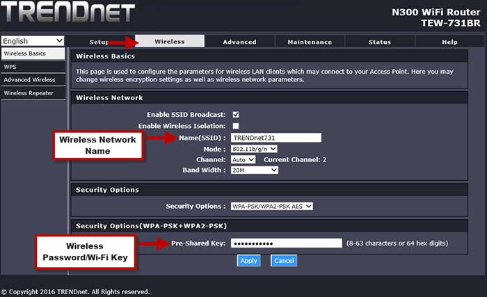 TRENDnet Change WIFI & Password