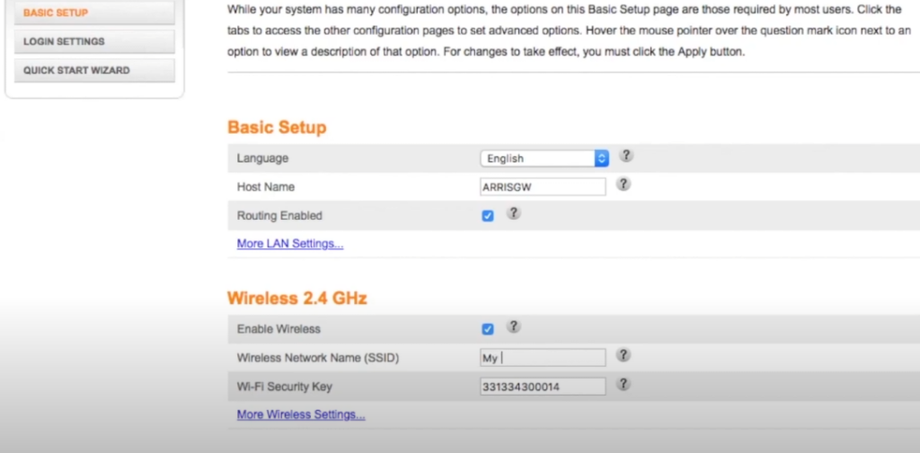Arris Change Password & SSID