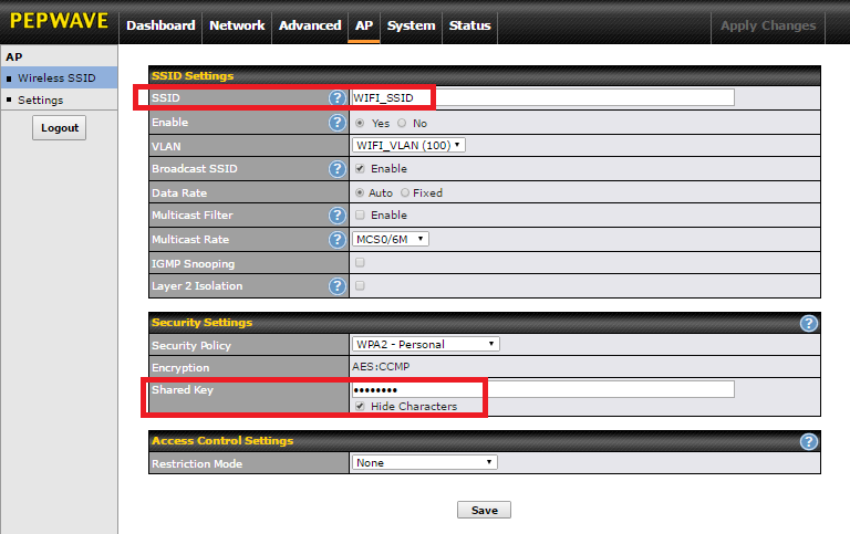 Peplink Admin Panel
