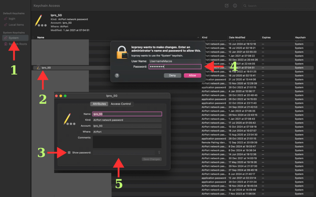Show Password Wifi on macOs