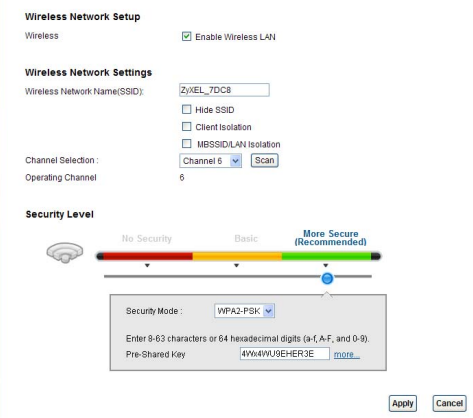 ZyXEL Wireless Network Name(SSID)