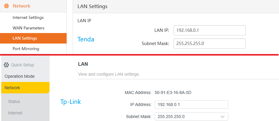 Change ip default routers